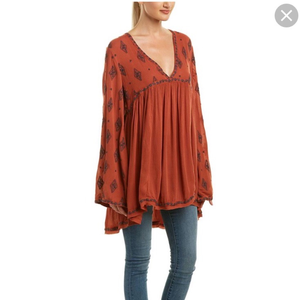 Free People Diamond Embroidered Top